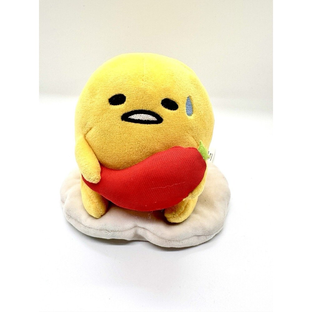 Sanrio Spicy Gudetama Plush‎ Gund Lazy Egg with Chili Pepper 5 In Yellow 6066063